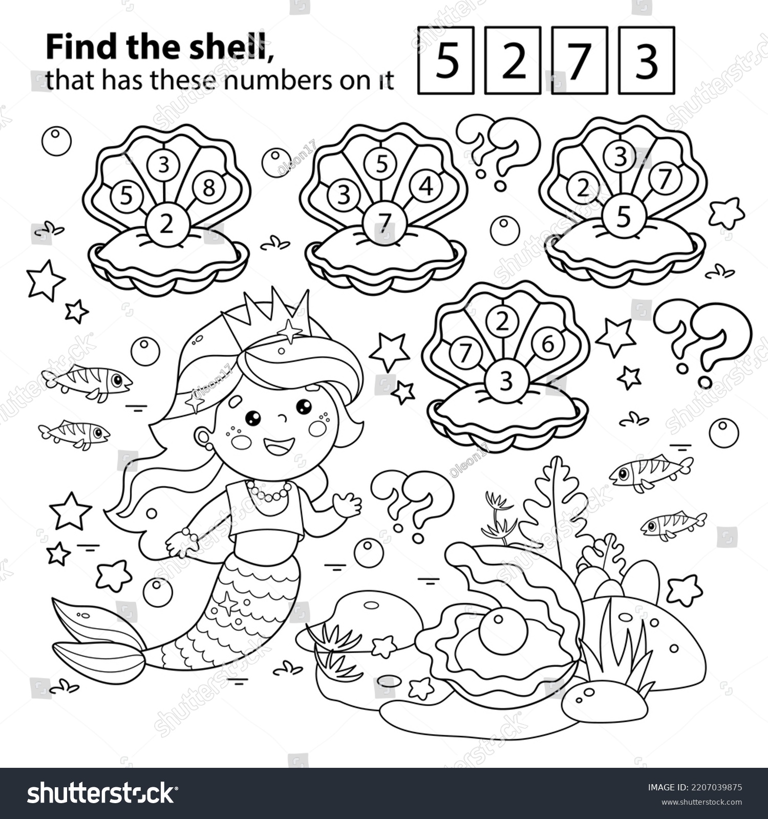 Math game puzzle kids coloring page stock vector royalty free