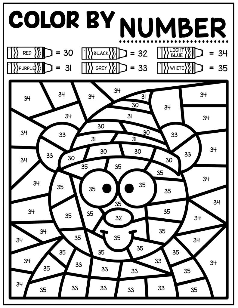 Winter christmas lor by number pages for kids free printables