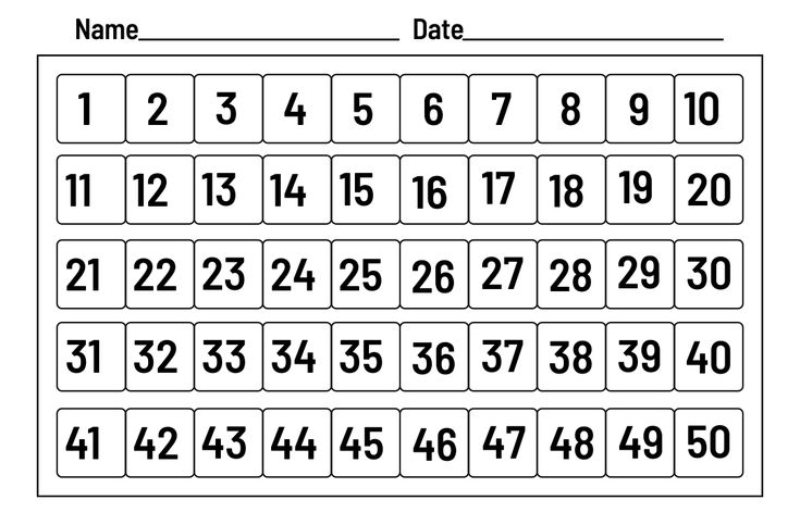 Printable number chart printable numbers number grid number chart