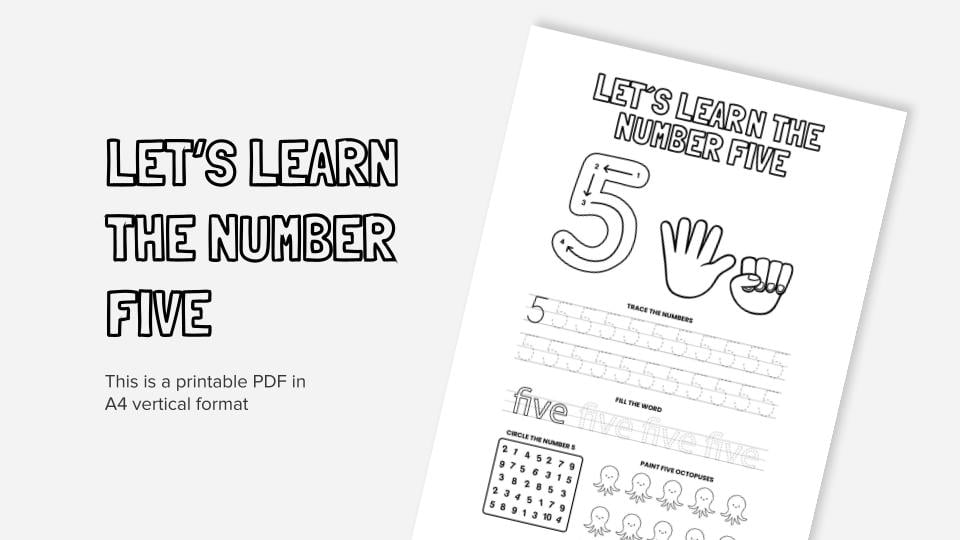 Lets learn the number four printable coloring worksheet