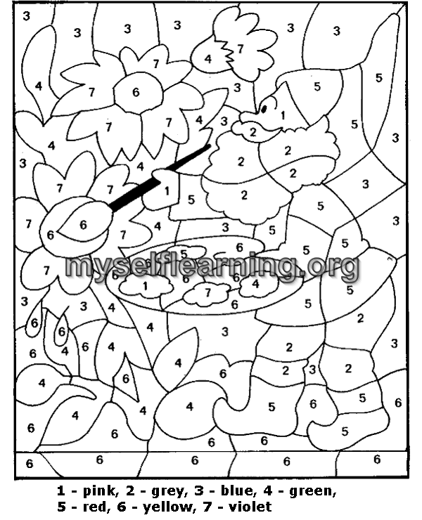 Coloring by number education sheet instant download