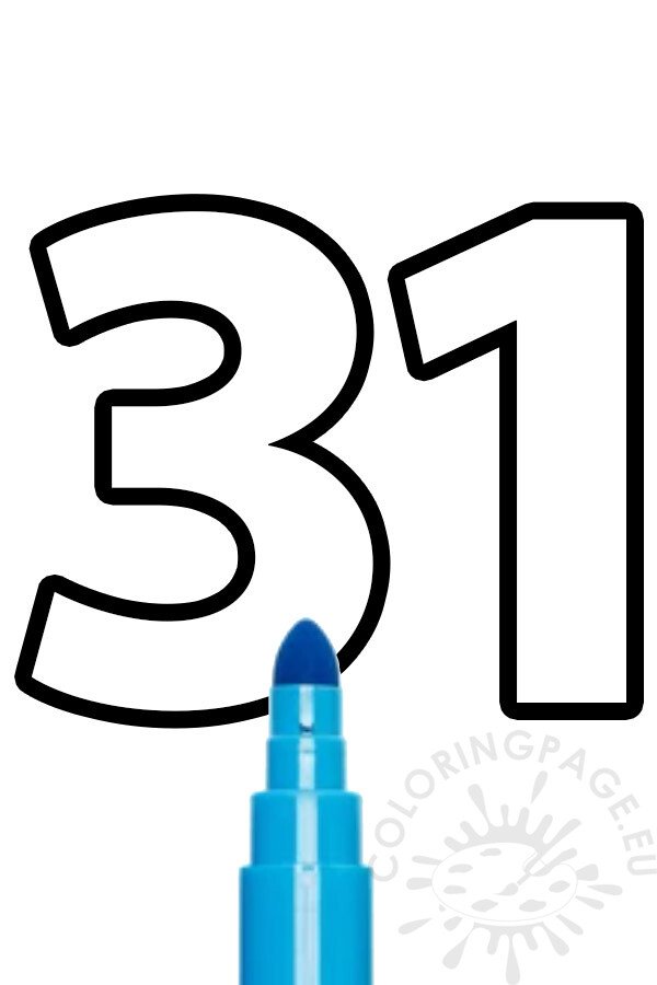 Number outline coloring page