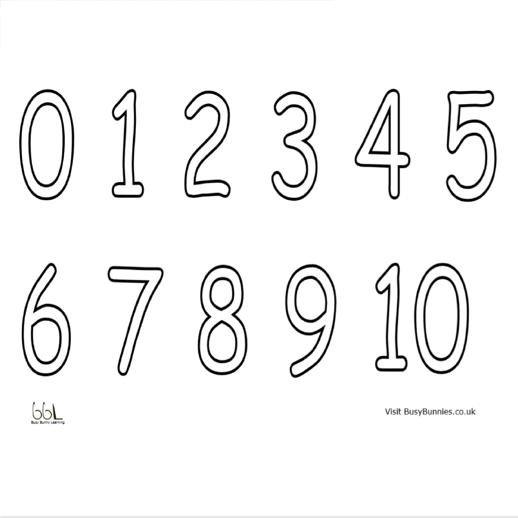 Numbers colouring sheet