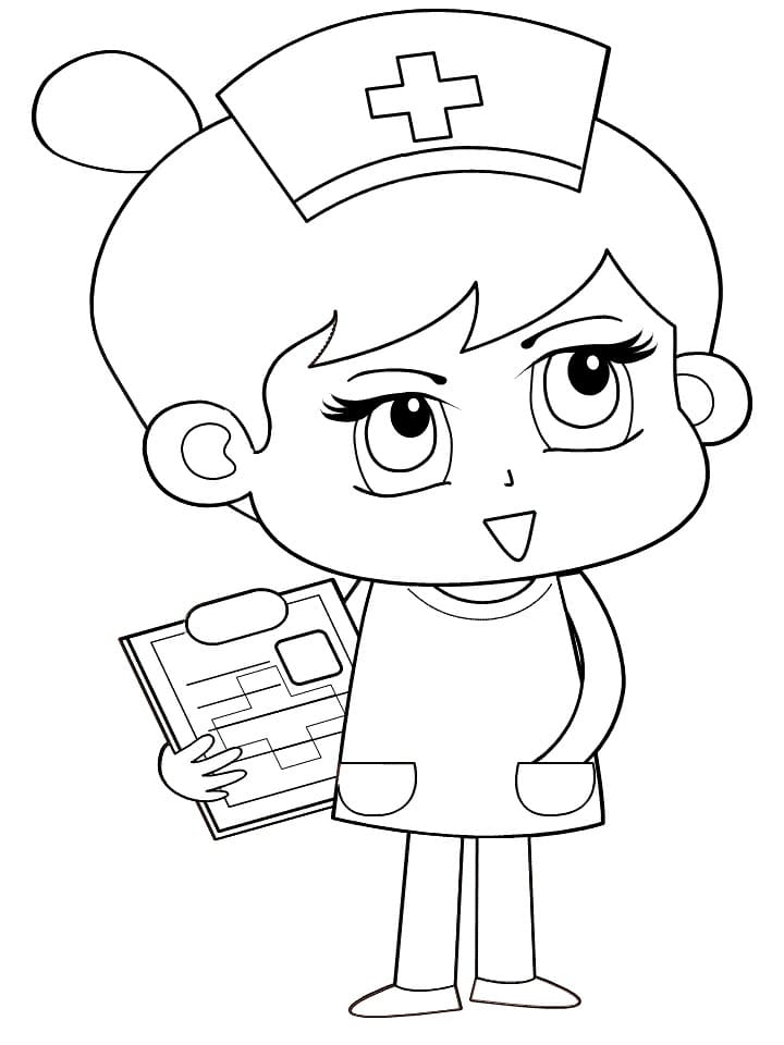 Printable cute nurse coloring page