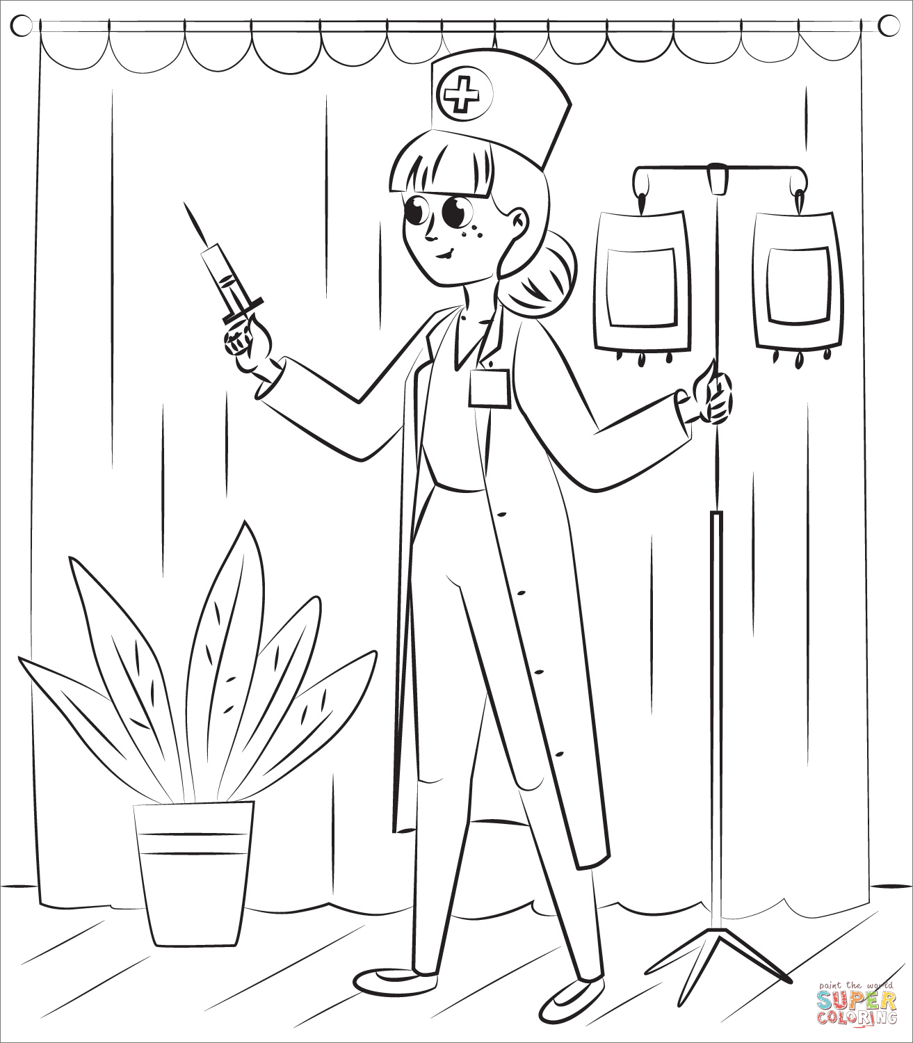 Nurse coloring page free printable coloring pages