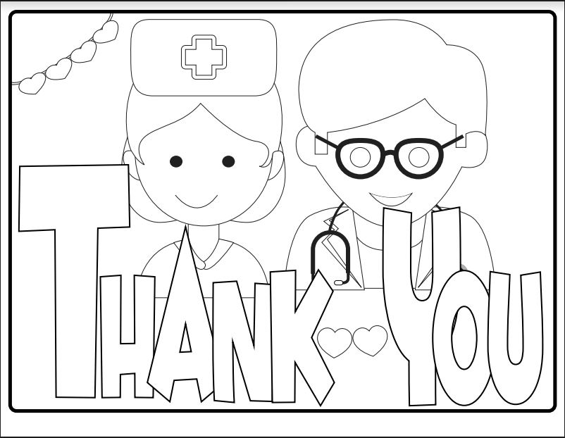 Thank you healthcare workers coloring page free doctor and nurse printable