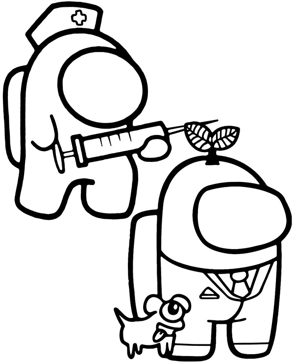 Among us nurse coloring page printable