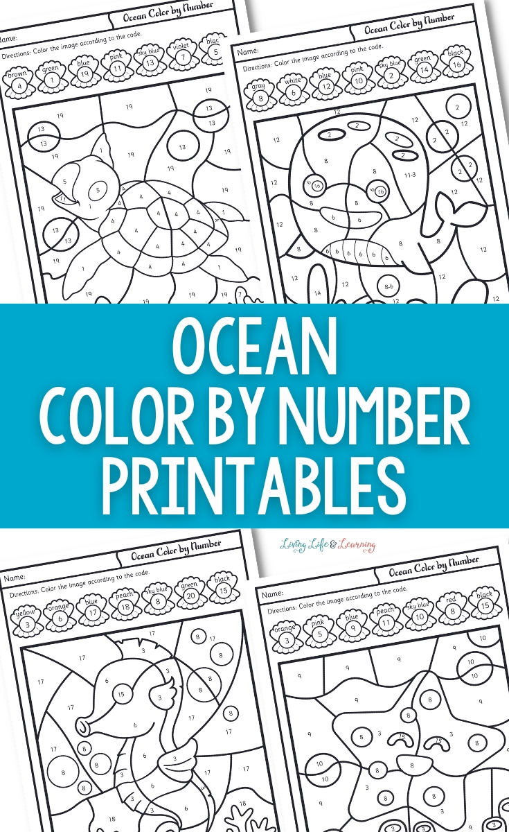 Ocean color by number printables
