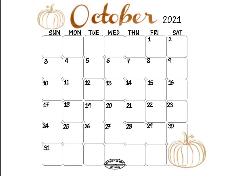 October calendar printable
