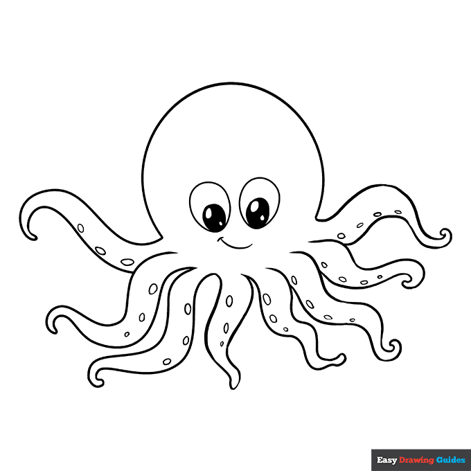 Octopus coloring page easy drawing guides