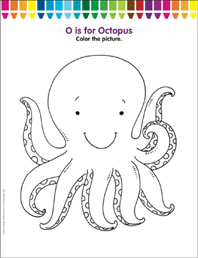 O is for octopus coloring page printable coloring pages