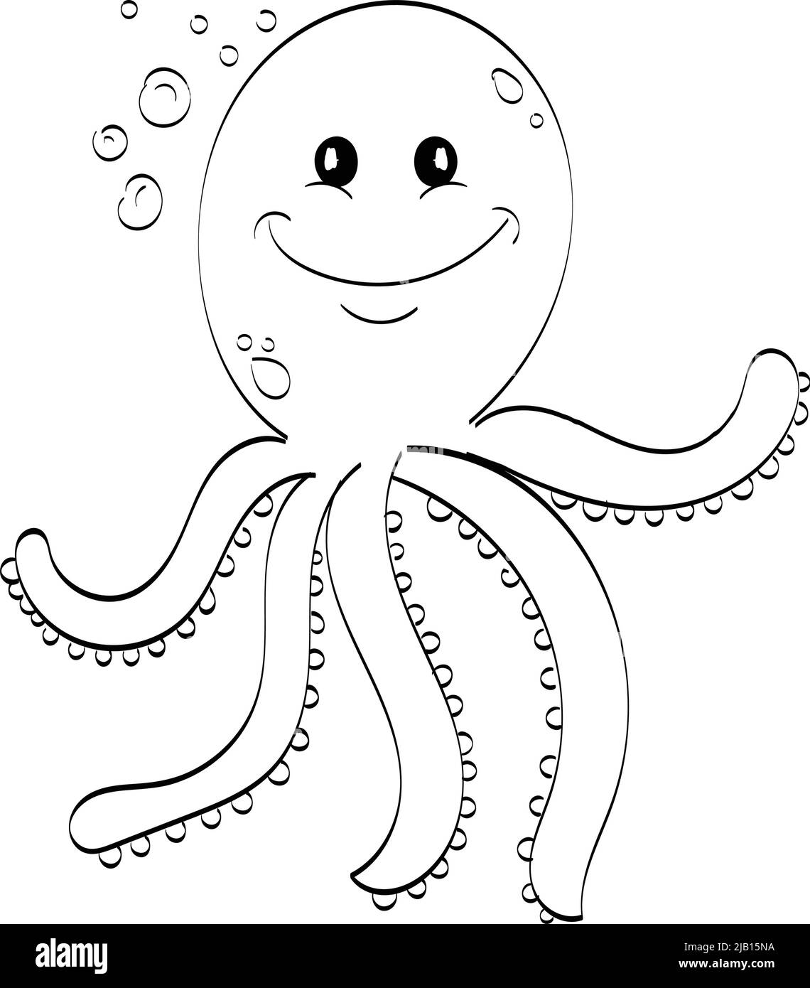 Octopus coloring printable page line art drawing for print or use as poster card flyer or t shirt stock vector image art