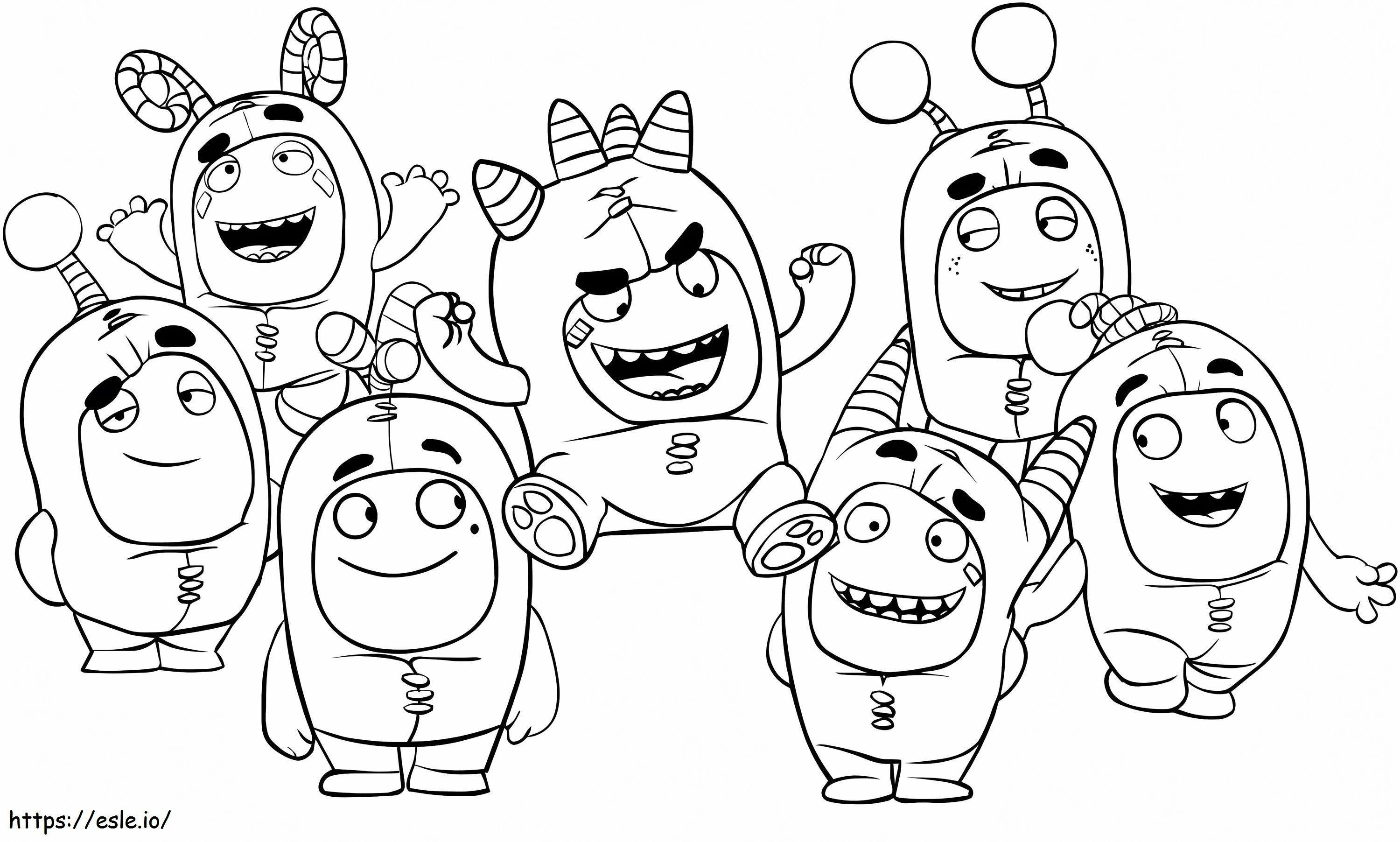 Drawing of the oddbods coloring page