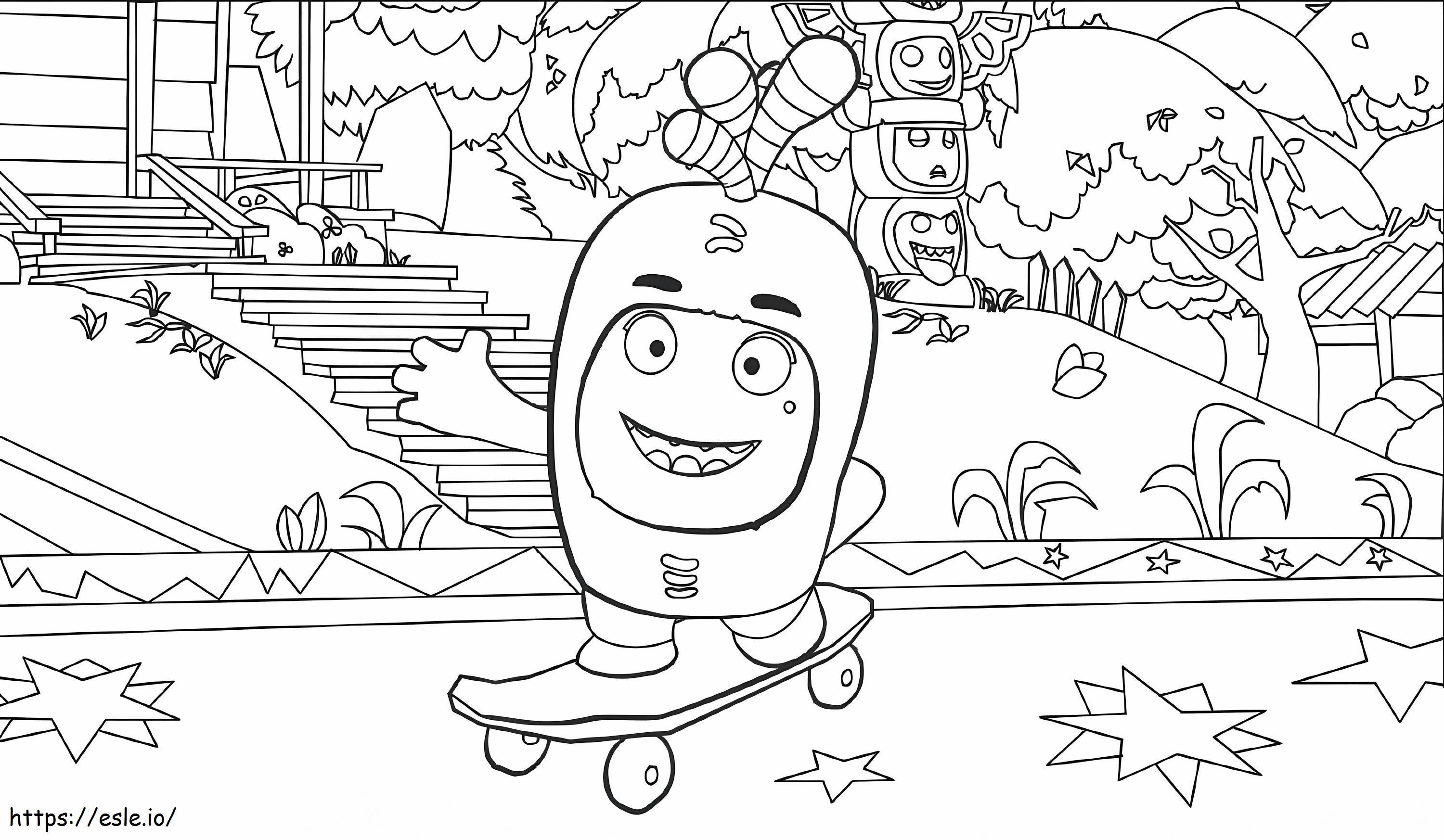 Oddbods skating coloring page