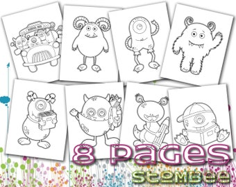 Cute monsters coloring book kid coloring pages adult