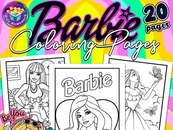 Beautiful barbie characters coloring sheets