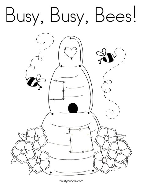 Busy busy bees coloring page
