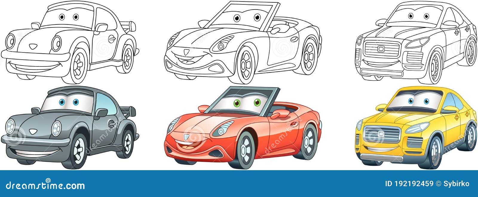 Coloring pages for kids cars stock vector