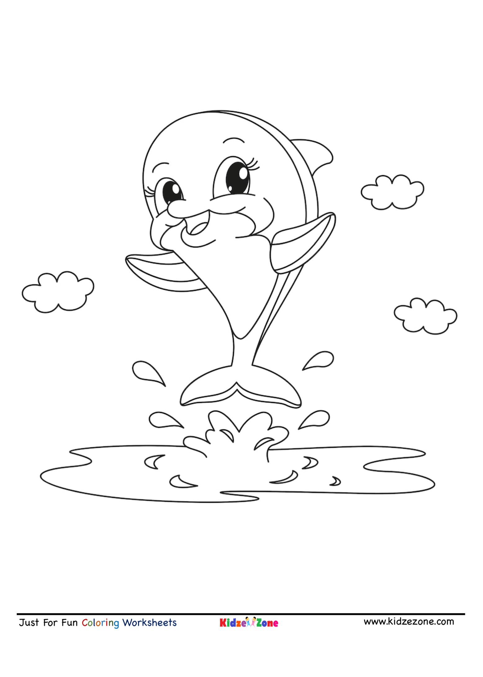 Jumping dolphin cartoon coloring page
