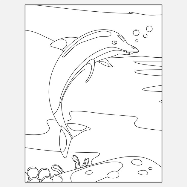 Premium vector printable dolphin ocean animals coloring pages for kids