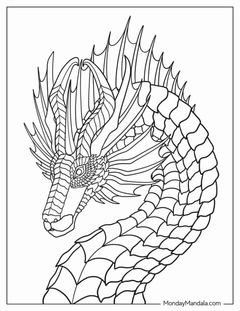 Dragon coloring pages free pdf printables