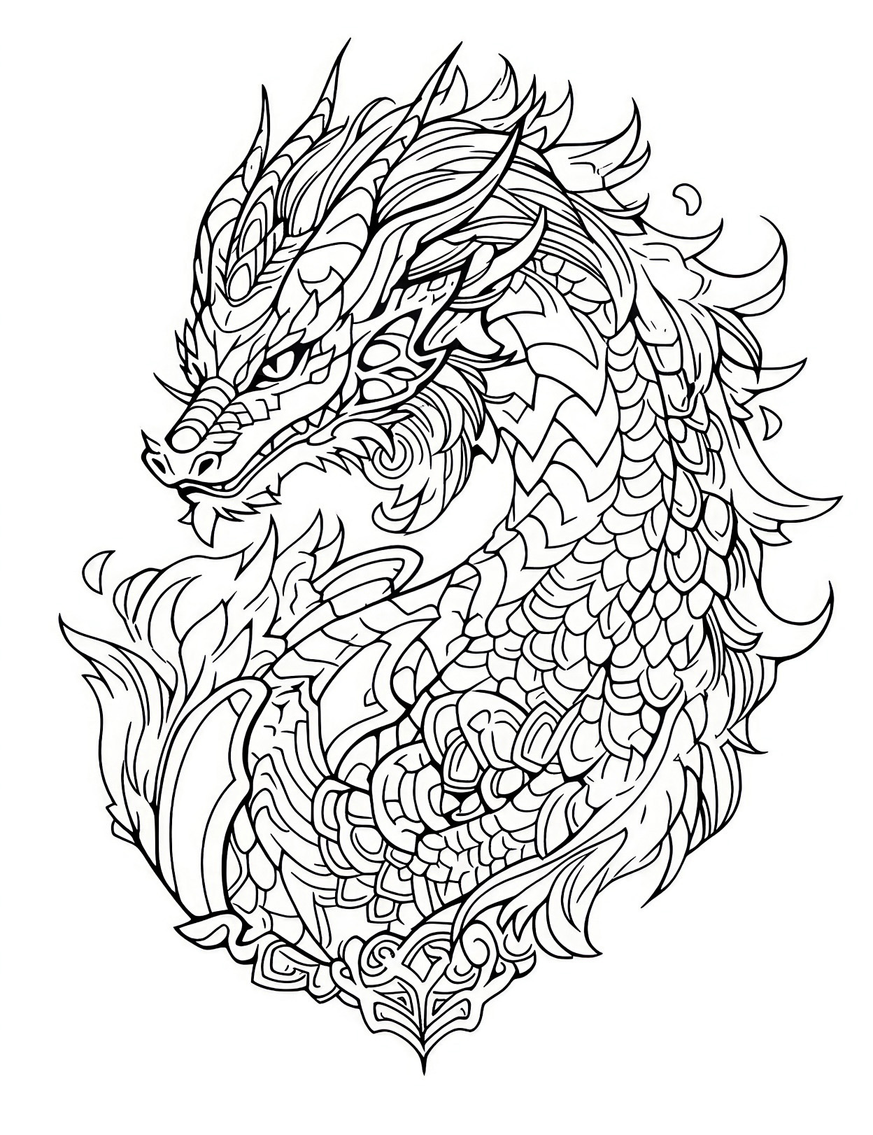 Majestic dragon coloring pages for kids and adults