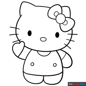 Hello kitty coloring page easy drawing guides