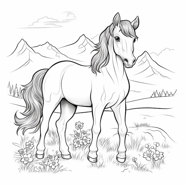 Premium ai image coloring pages of horses free printable horse coloring pages for kids generative ai