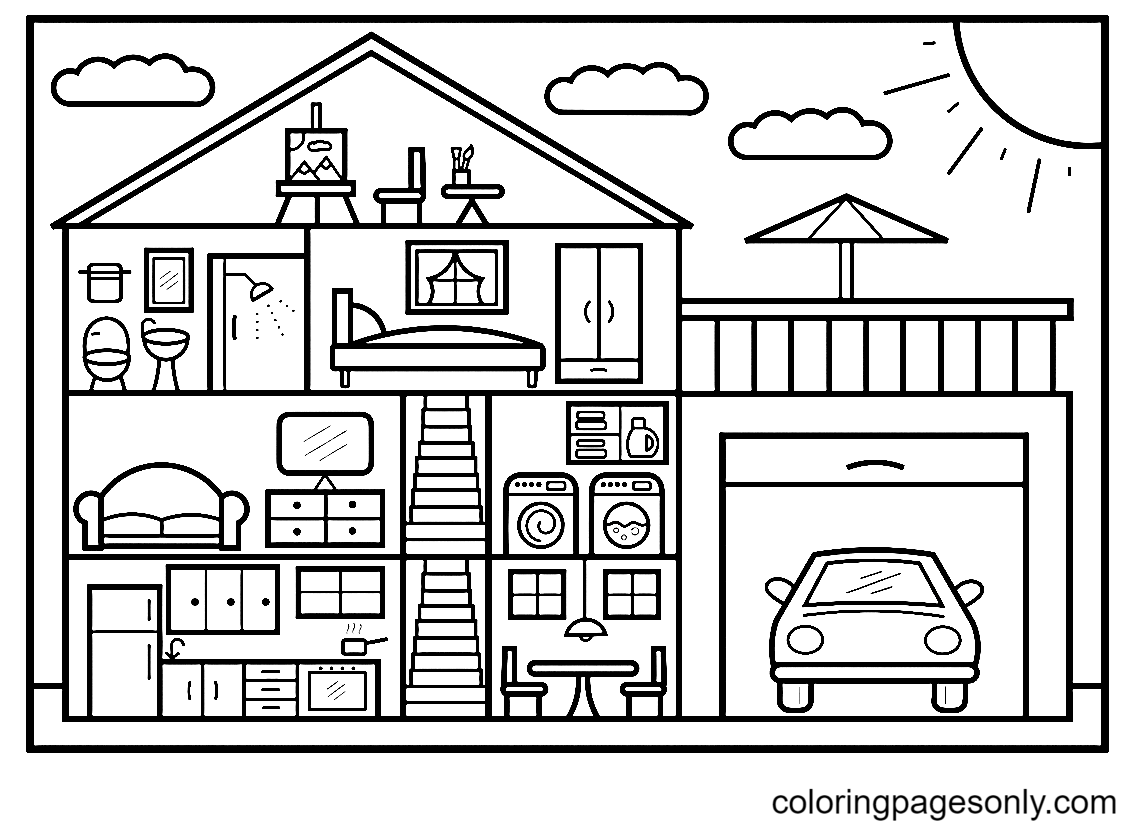 House coloring pages printable for free download