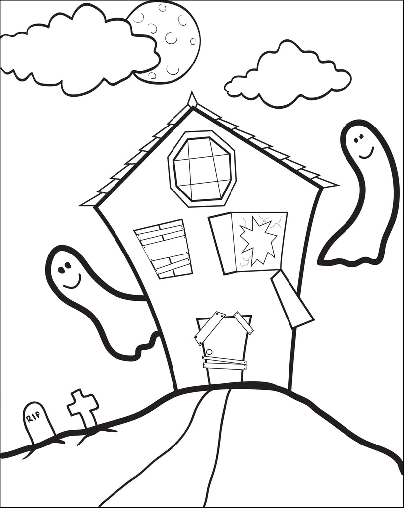 Printable haunted house coloring page for kids â