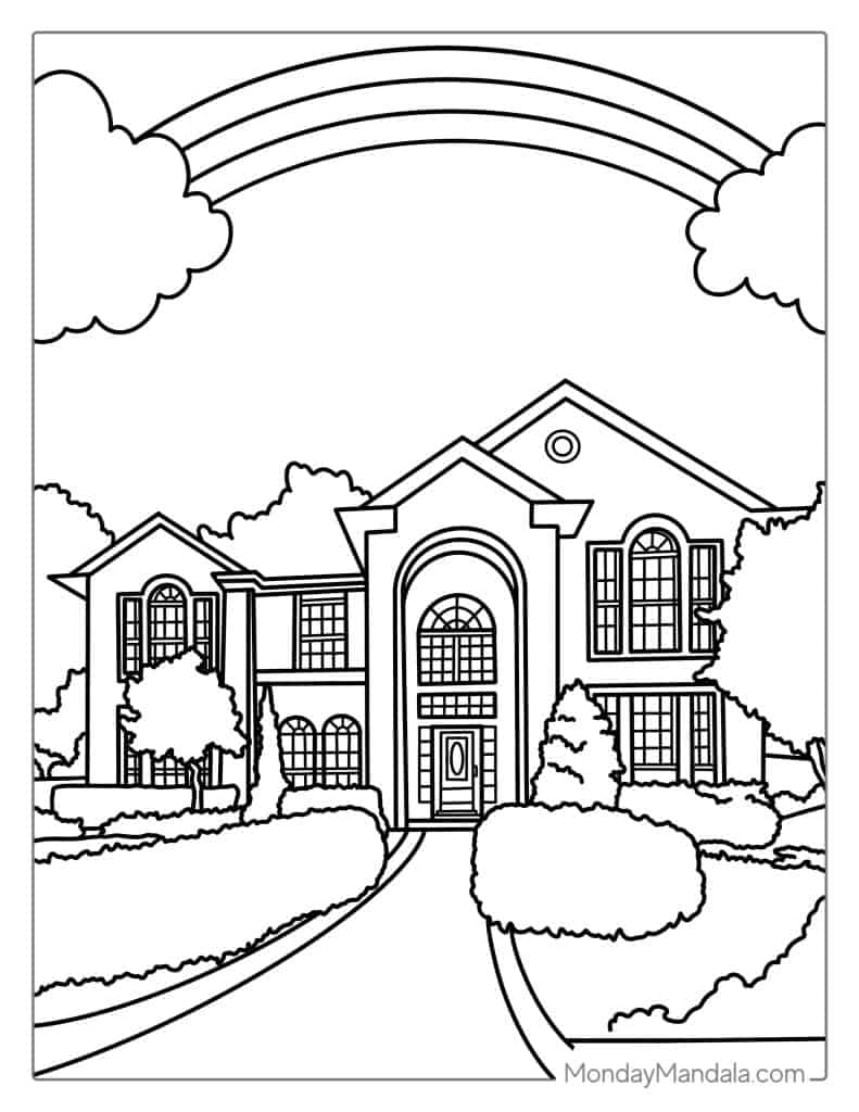 House coloring pages free pdf printables