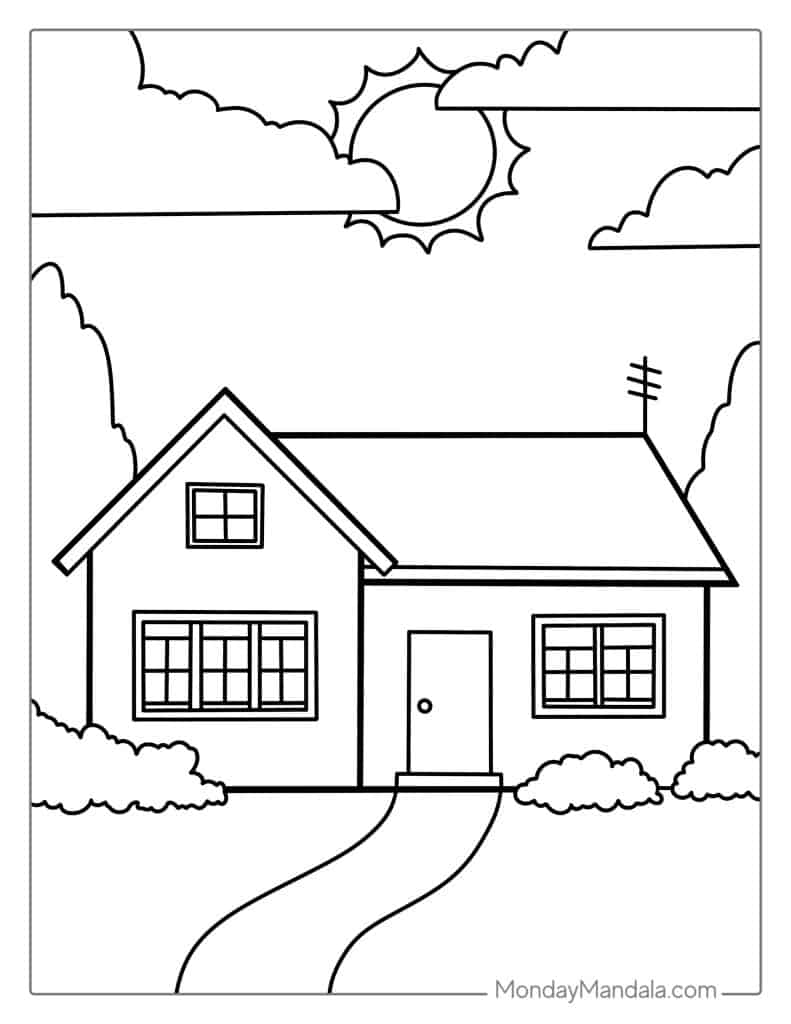 House coloring pages free pdf printables