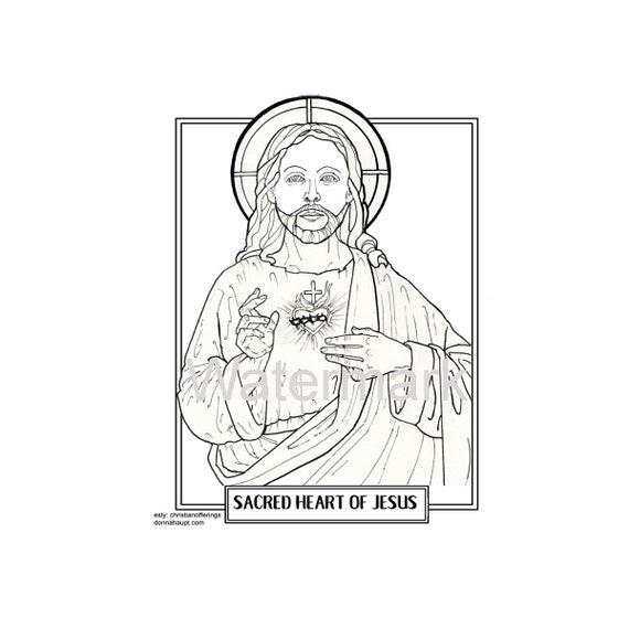 Jesus coloring page sacred heart of jesus coloring page with free jesus print