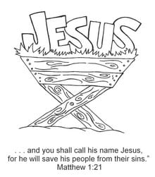 Jesus in manger coloring page