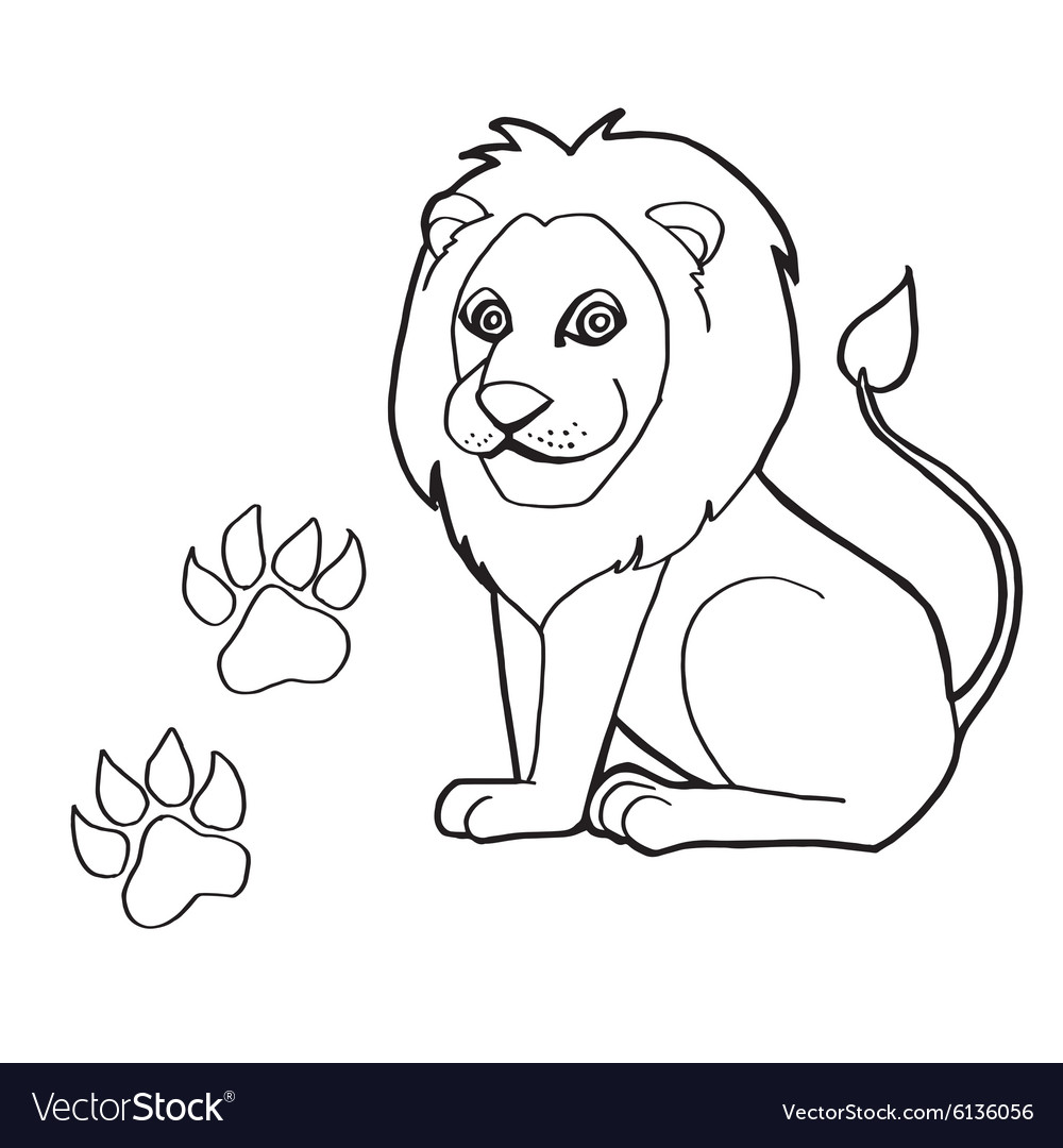 Paw print with lions coloring pages royalty free vector