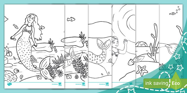 Mermaid coloring pages teacher