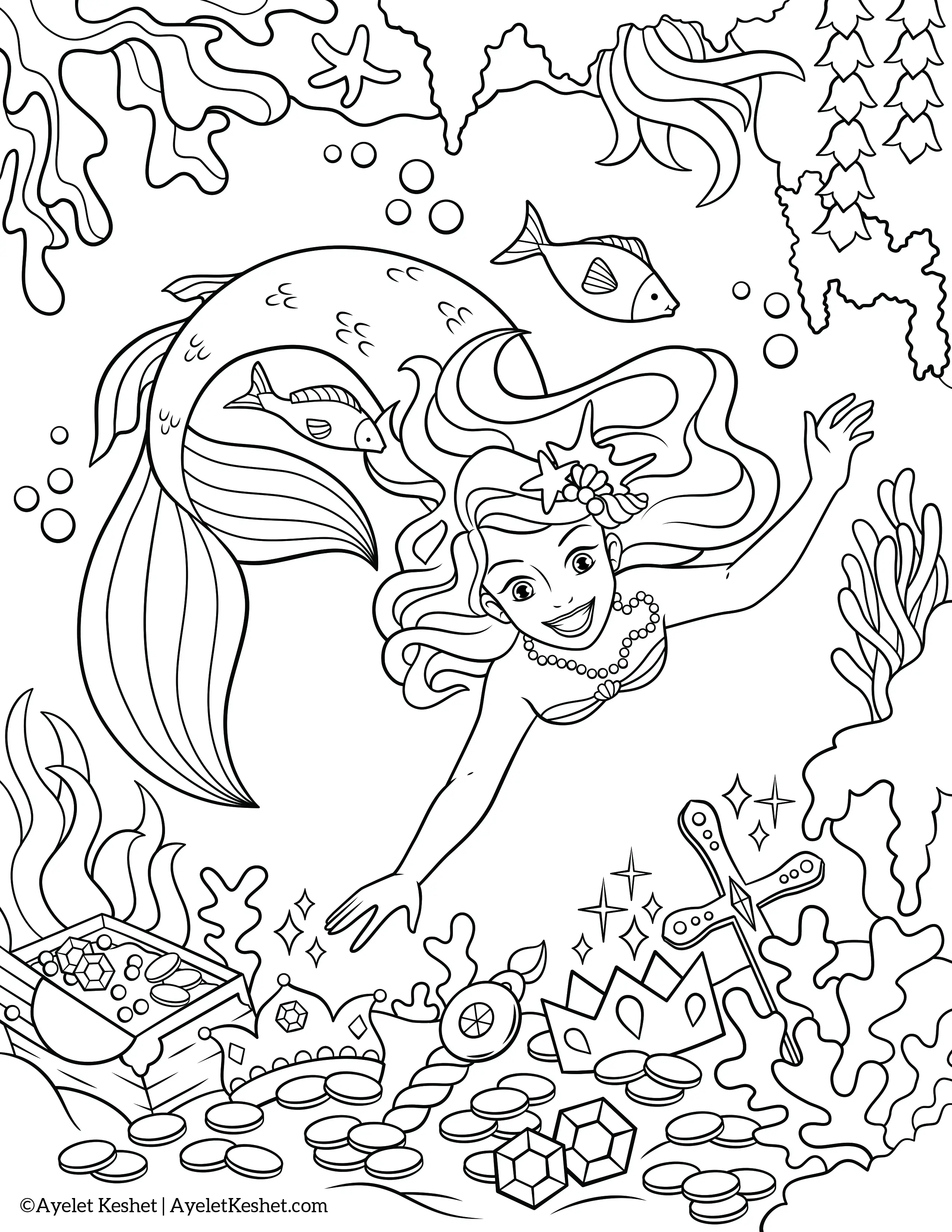 Free mermaids coloring pages