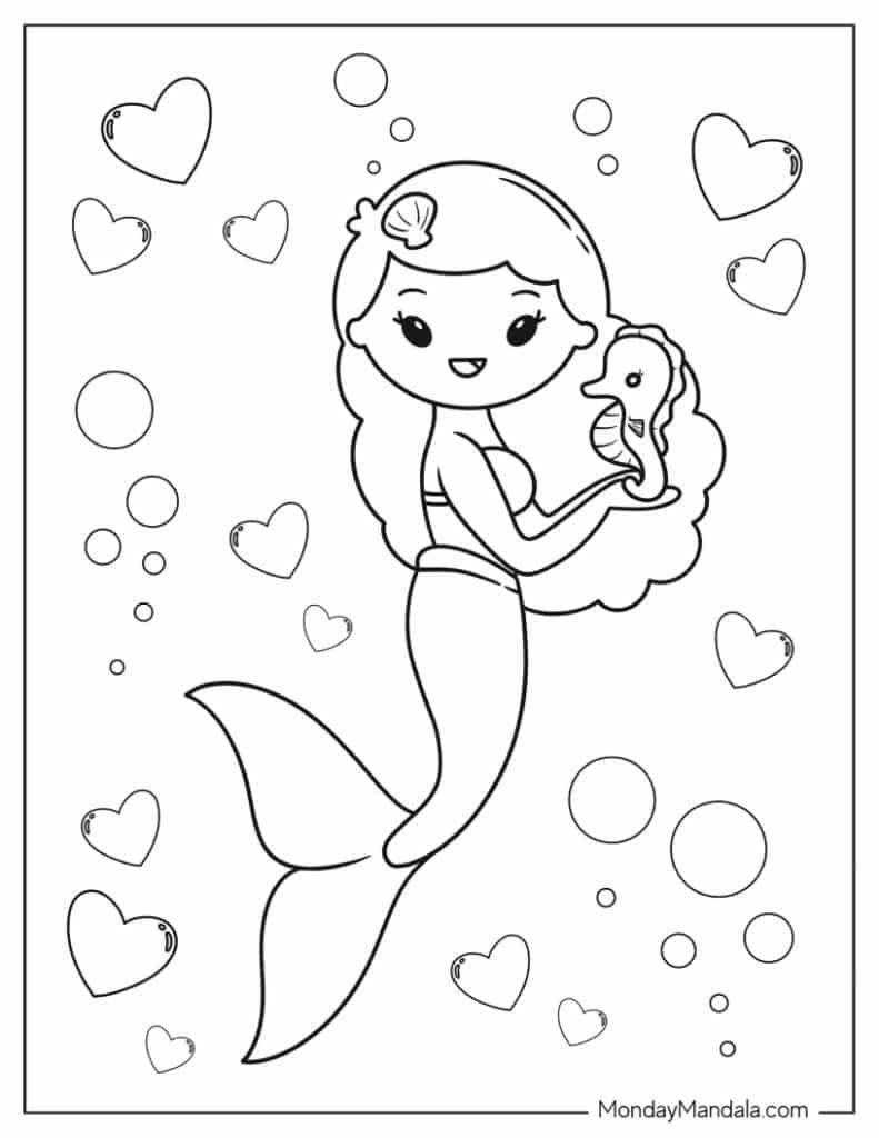 Mermaid coloring pages free pdf printables