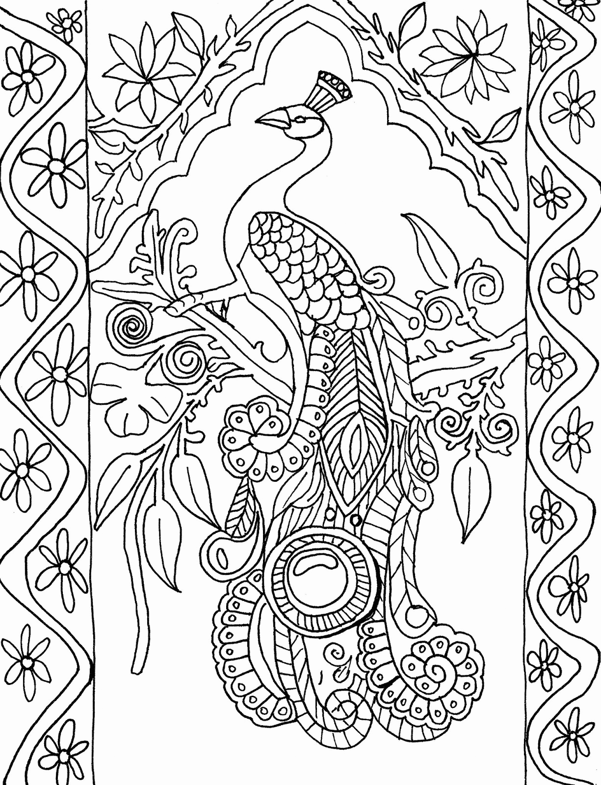 Free printable peacock coloring pages for kids