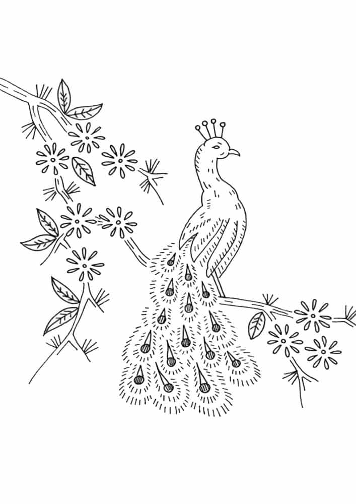 Free easy to print peacock coloring pages