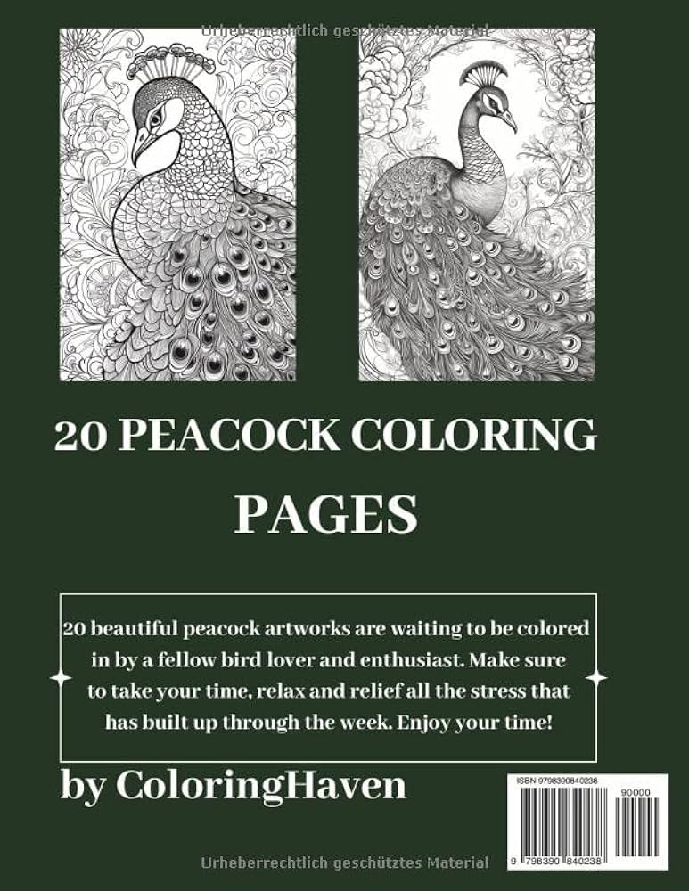 Large print peacock coloring book for adults relaxation stress relief haven coloring books