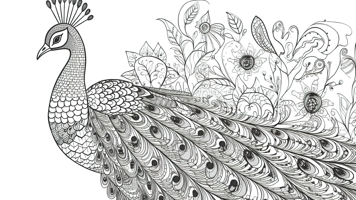 Peacock coloring page for adults background picture of peacock for colouring peacock bird background image and wallpaper for free download