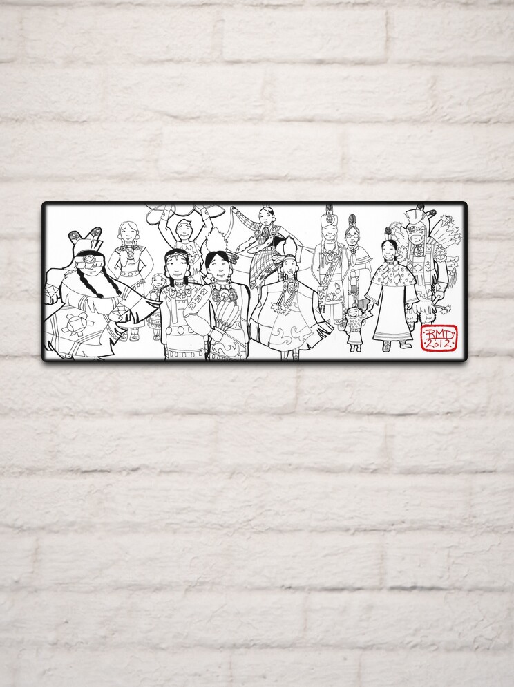 Pow wow people coloring page metal print for sale by mylittlenative