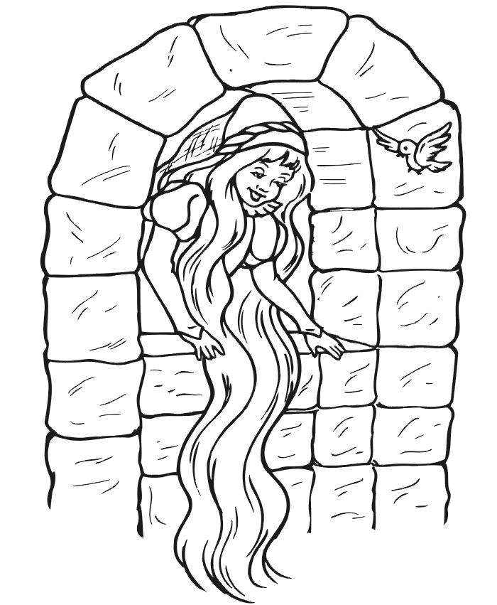 Rapunzel coloring page rapunzel leaning out window