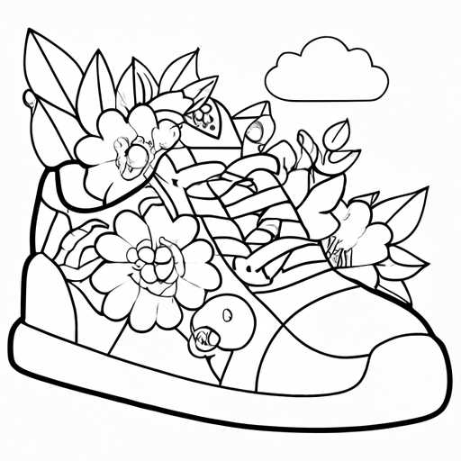 Bluehealer a sneaker shoe drawn vector illustration of flower and leaves on shoe white background