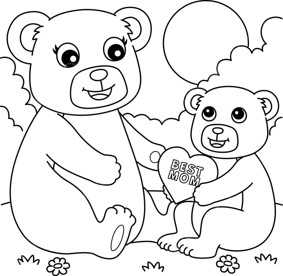 Happy mothers day teddy bear coloring page colouring maternal bonds mama vector colouring maternal bonds mama png and vector with transparent background for free download