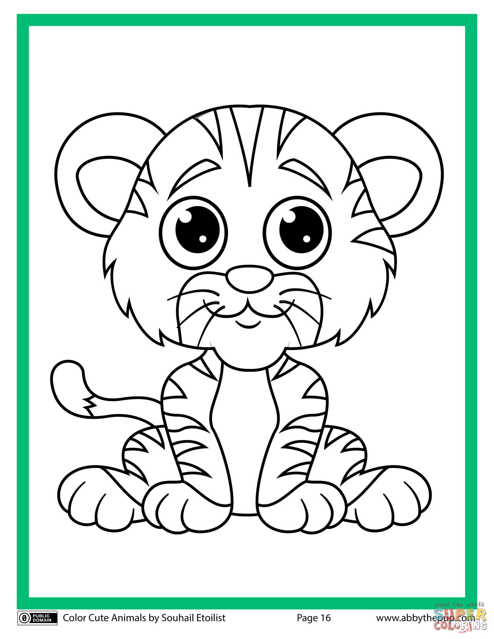 Cute tiger coloring page free printable coloring pages