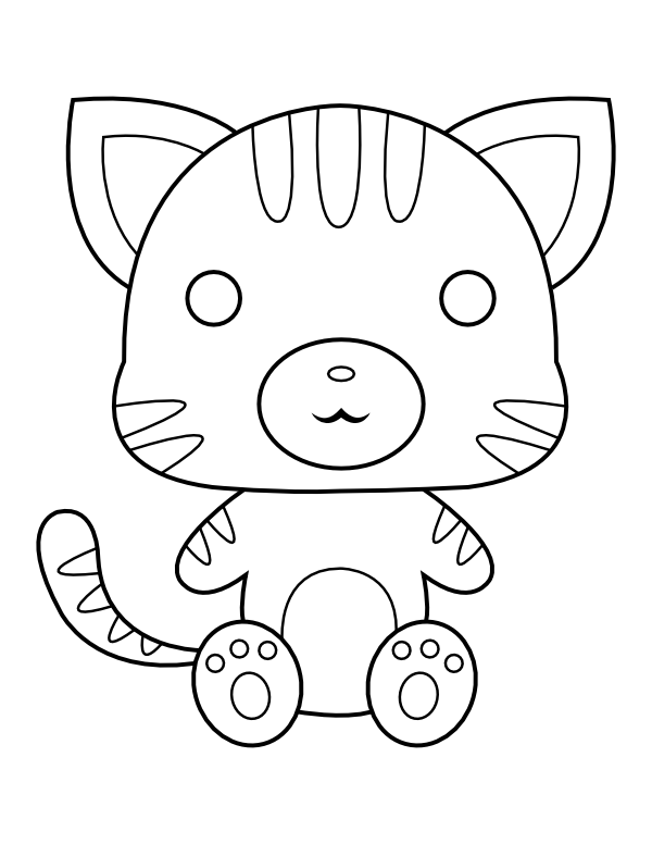 Printable kawaii tiger coloring page