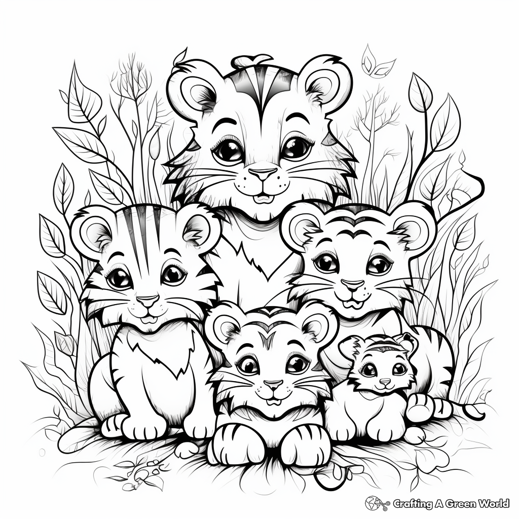 Tiger family coloring pages