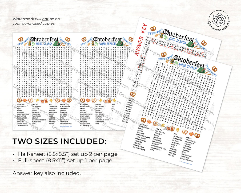 Oktoberfest word search â greengate images